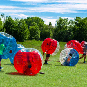 Children playing  in Bubble Soccer Football?  outdoor