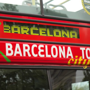 BARCELONA - APR 26: Barcelona Tour has Hop-on hop-off red busses that run between the three tour routes and 45 different stops. April 26, 2013  in Barcelona
