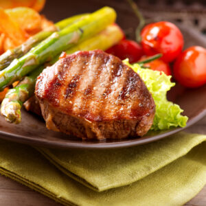 Grilled Beef Steak Meat with Vegetables