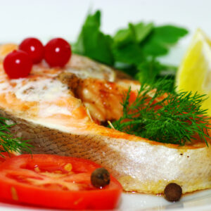 Fish dish - grilled fish with vegetables